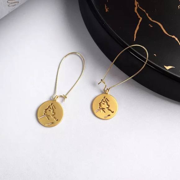 The Myra - Silhouette Round Drop Earrings - Picture 3 of 7